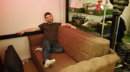 My best friend and host...Mikey! (...along with his new couch that we disassembled, brought up to his apartment, and reassembled)